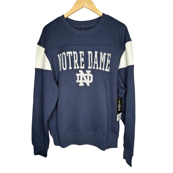 Notre Dame Fighting Irish Groundbreak '47 Onset Crew Sweatshirt NAVY BLUE SIZE L - Picture 1 of 6